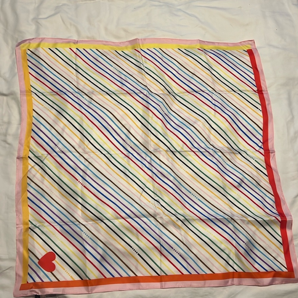 100% Silk Rainbow Hearts Scarf